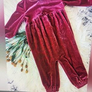 Velvet Burgundy Kids Jumpsuit